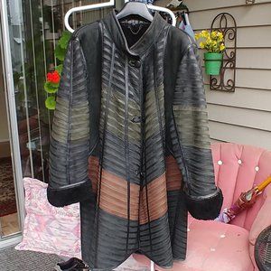 Genuine Shearling Italien Designer Leather Coat M